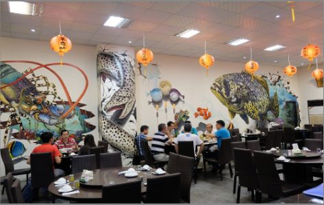 兴安海鲜餐厅墙体彩绘